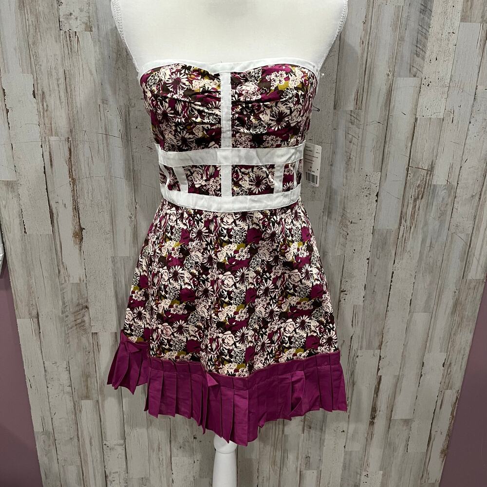 New Forever 21 Floral Babydoll Tube Top Mini Dress Y2K Womens Medium Tulle Girly